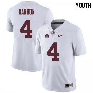 NCAA Youth Alabama Crimson Tide #4 Mark Barron Stitched College Nike Authentic White Football Jersey QU17R75XP
